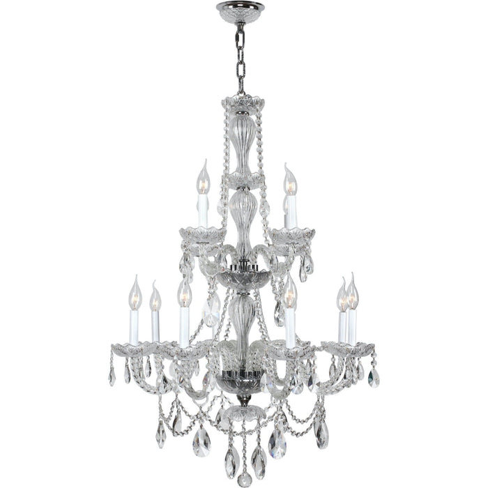 Provence Polished Chrome Clear Crystal 12 Light Chandelier - Chandeliers