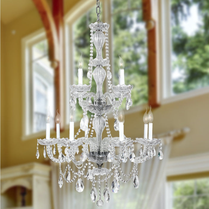 Provence Polished Chrome Clear Crystal 12 Light Chandelier - Chandeliers