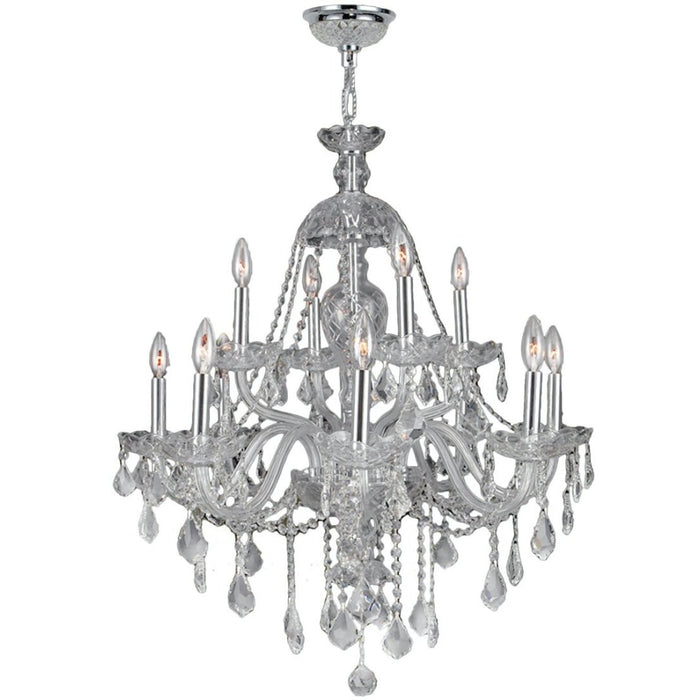 Provence Polished Chrome Clear Crystal 12 Light Chandelier - Chandeliers