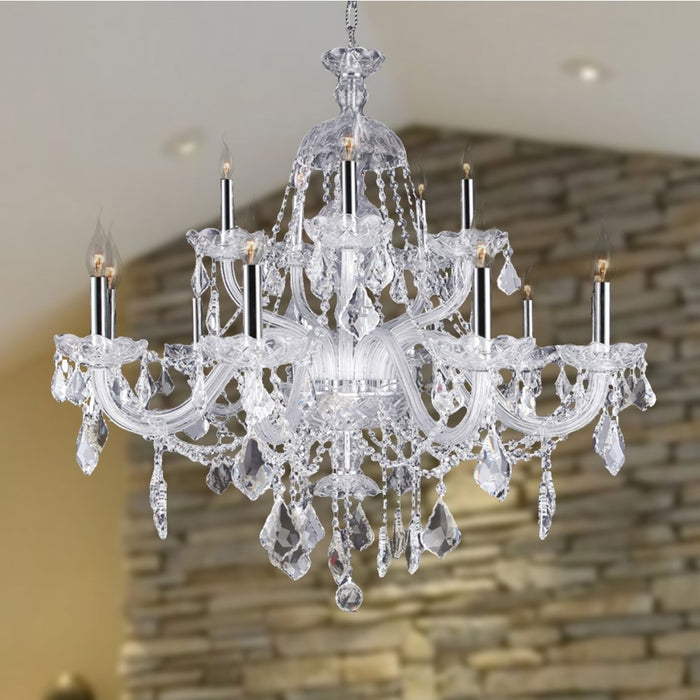 Provence Polished Chrome Clear Crystal 15 Light Chandelier - Chandeliers