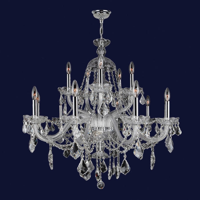 Provence Polished Chrome Clear Crystal 15 Light Chandelier - Chandeliers