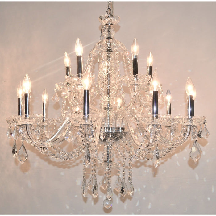 Provence Polished Chrome Clear Crystal 15 Light Chandelier - Chandeliers