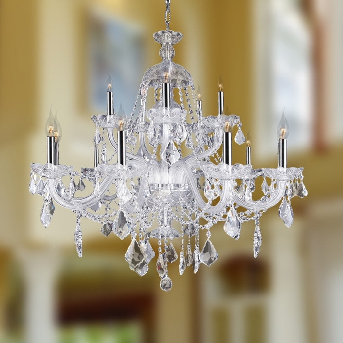 Provence Polished Chrome Clear Crystal 15 Light Chandelier - Chandeliers