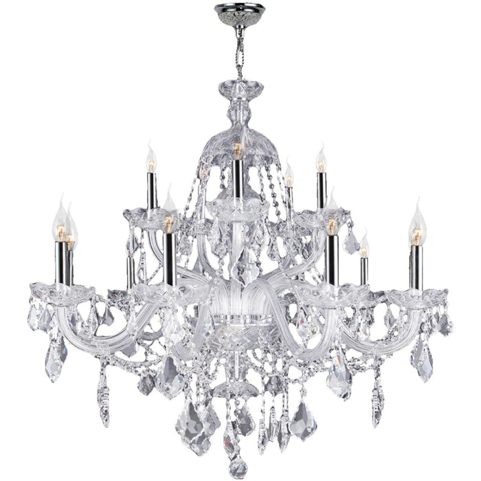 Provence Polished Chrome Clear Crystal 15 Light Chandelier - Chandeliers