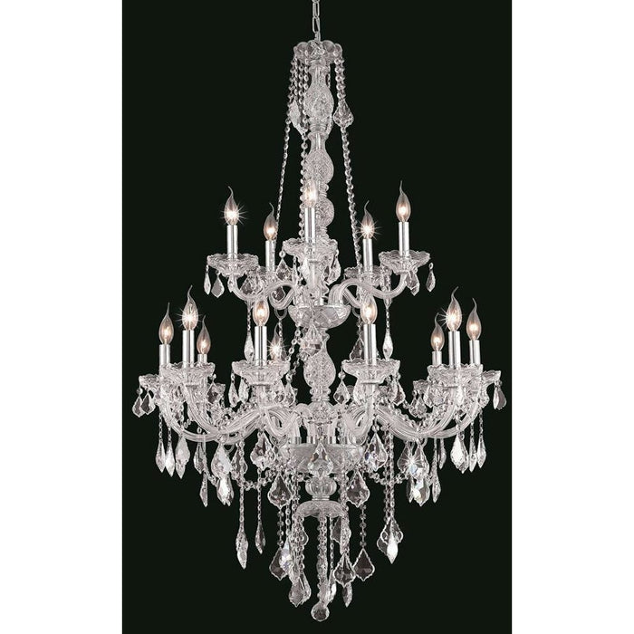 Provence Polished Chrome Clear Crystal 15 Light Chandelier - Chandeliers