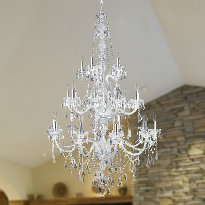 Provence Polished Chrome Clear Crystal 25 Light Chandelier - Chandeliers