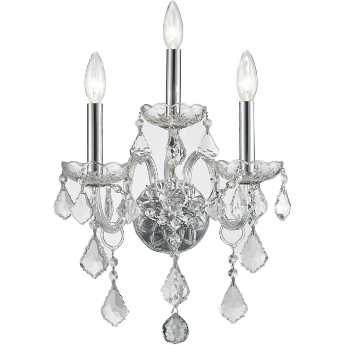 Provence Polished Chrome Clear Crystal 3 Light Wall Sconce - Wall Sconces