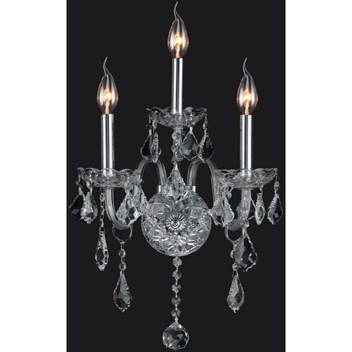 Provence Polished Chrome Clear Crystal 3 Light Wall Sconce - Wall Sconces