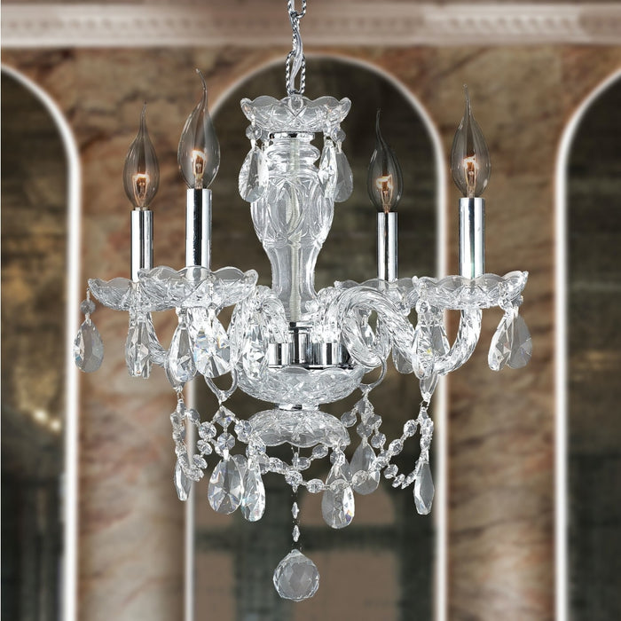 Provence Polished Chrome Clear Crystal 4 Light Chandelier - Chandeliers
