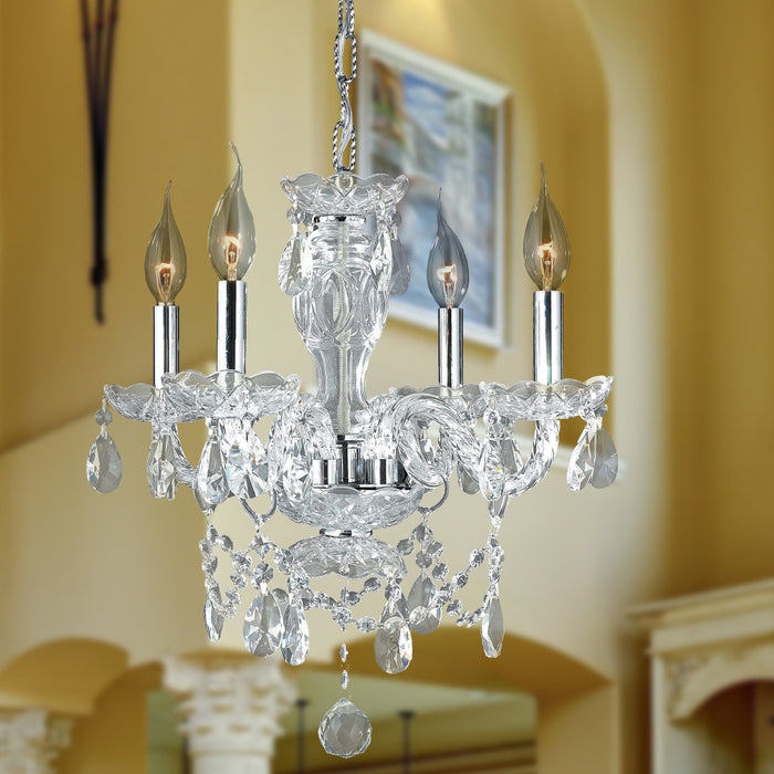 Provence Polished Chrome Clear Crystal 4 Light Chandelier - Chandeliers