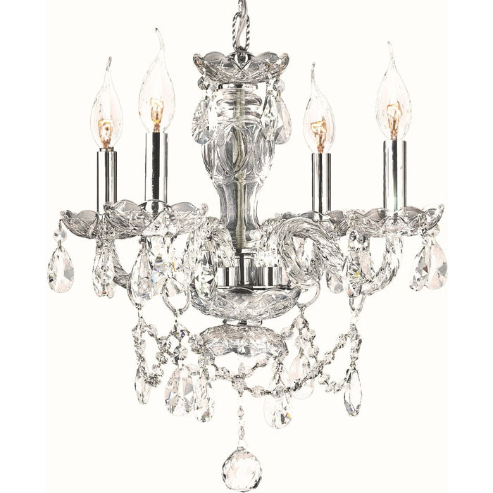 Provence Polished Chrome Clear Crystal 4 Light Chandelier - Chandeliers
