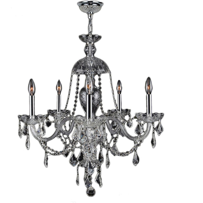 Provence Polished Chrome Clear Crystal 5 Light Chandelier - Chandeliers