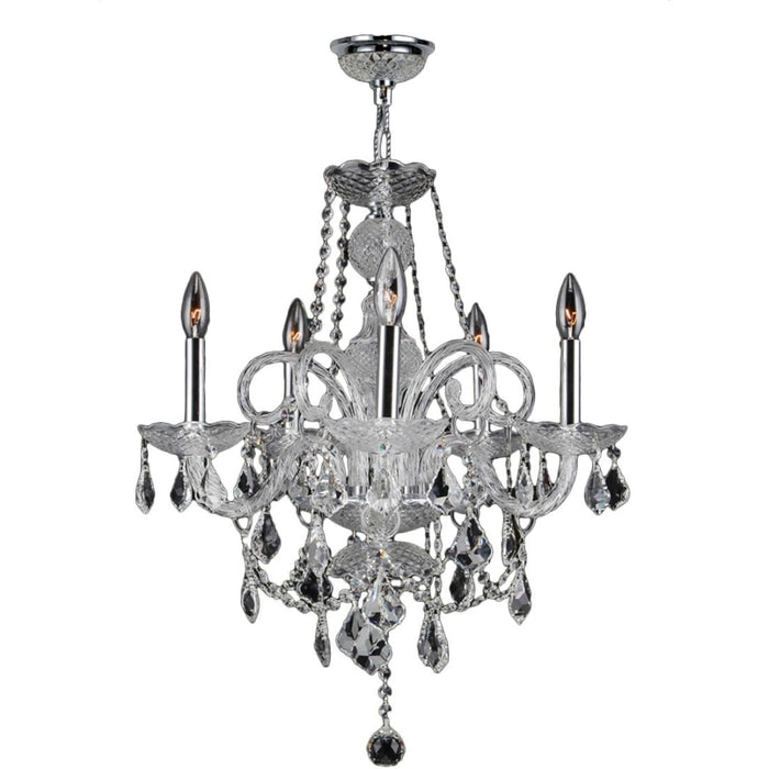 Provence Polished Chrome Clear Crystal 5 Light Chandelier - Chandeliers