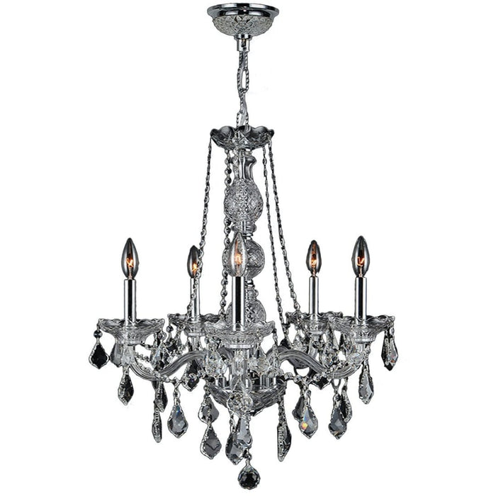 Provence Polished Chrome Clear Crystal 5 Light Chandelier - Chandeliers