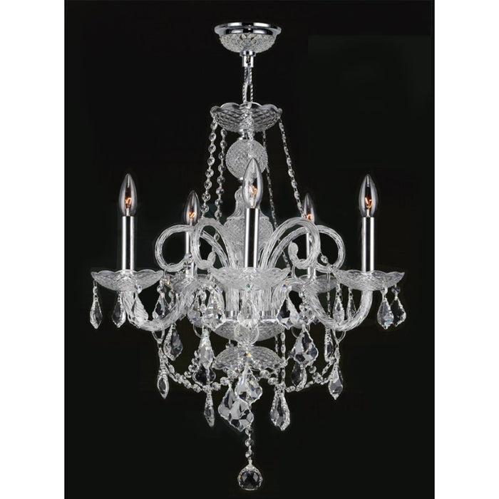 Provence Polished Chrome Clear Crystal 5 Light Chandelier - Chandeliers