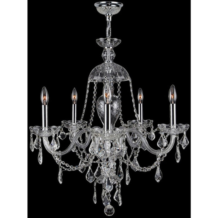 Provence Polished Chrome Clear Crystal 5 Light Chandelier - Chandeliers