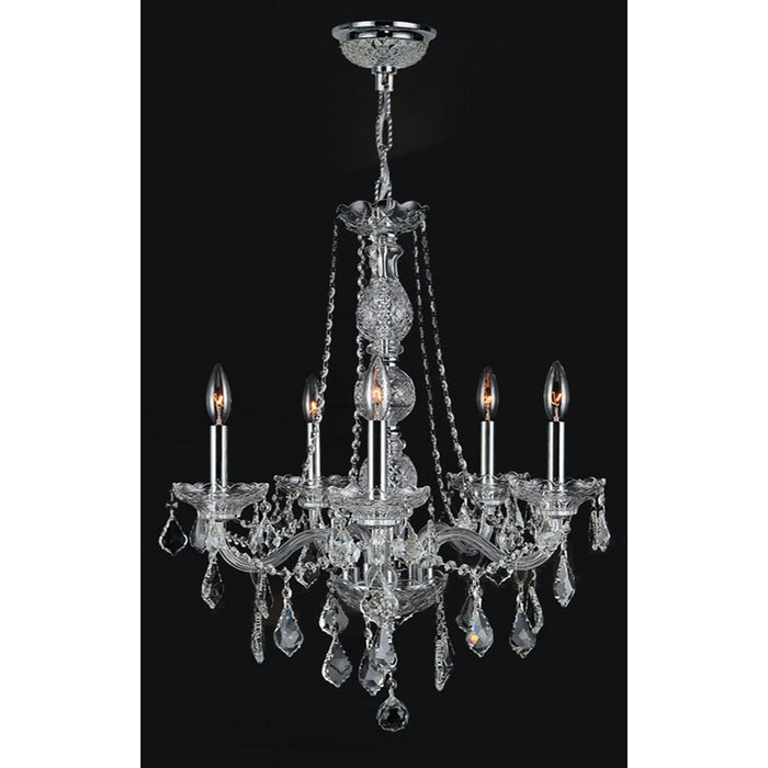 Provence Polished Chrome Clear Crystal 5 Light Chandelier - Chandeliers