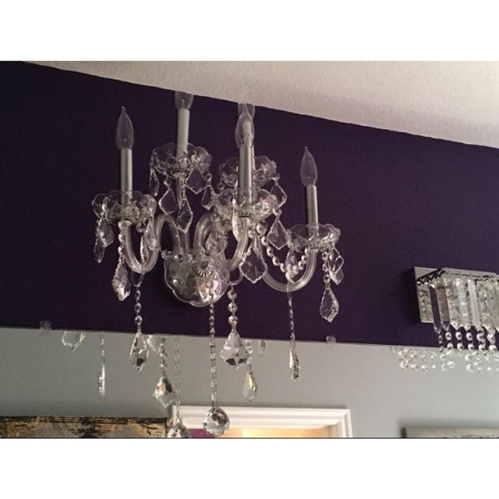 Provence Polished Chrome Clear Crystal 5 Light Wall Sconce - Wall Sconces