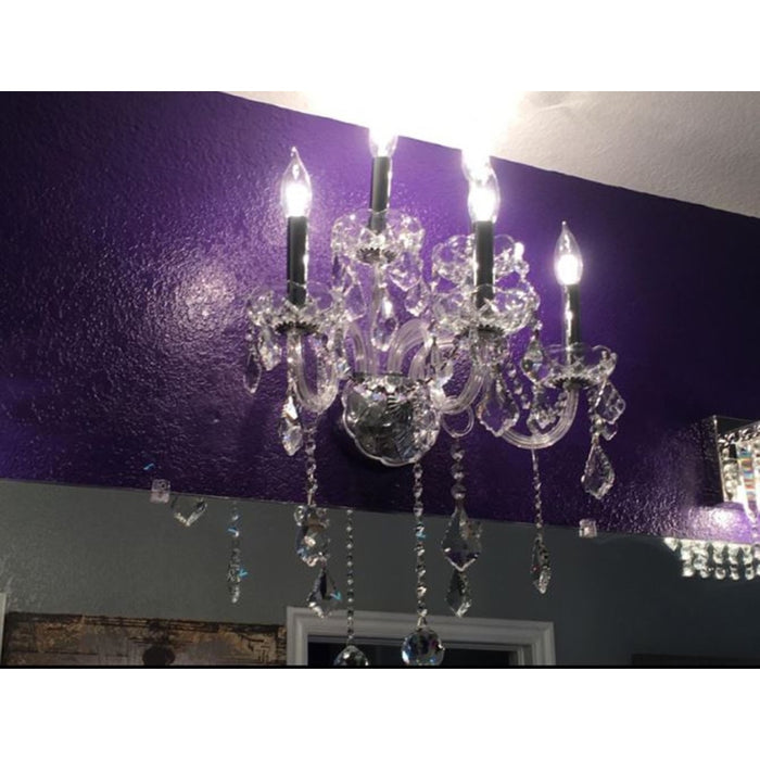 Provence Polished Chrome Clear Crystal 5 Light Wall Sconce - Wall Sconces