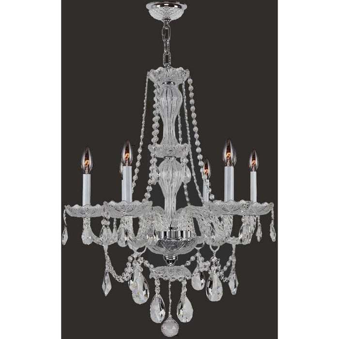 Provence Polished Chrome Clear Crystal 6 Light Chandelier - Chandeliers