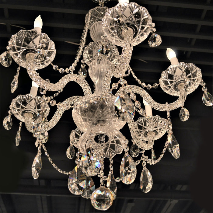 Provence Polished Chrome Clear Crystal 6 Light Chandelier - Chandeliers