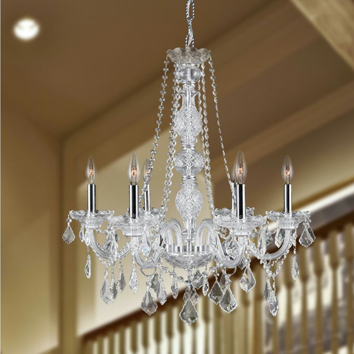 Provence Polished Chrome Clear Crystal 6 Light Chandelier - Chandeliers