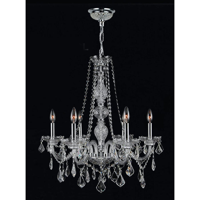 Provence Polished Chrome Clear Crystal 6 Light Chandelier - Chandeliers