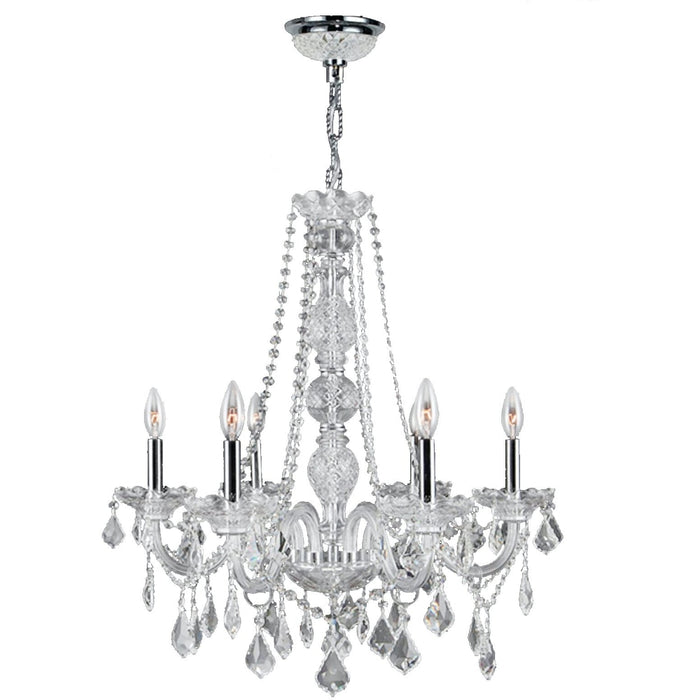 Provence Polished Chrome Clear Crystal 6 Light Chandelier - Chandeliers