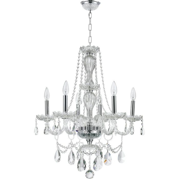 Provence Polished Chrome Clear Crystal 6 Light Chandelier - Chandeliers