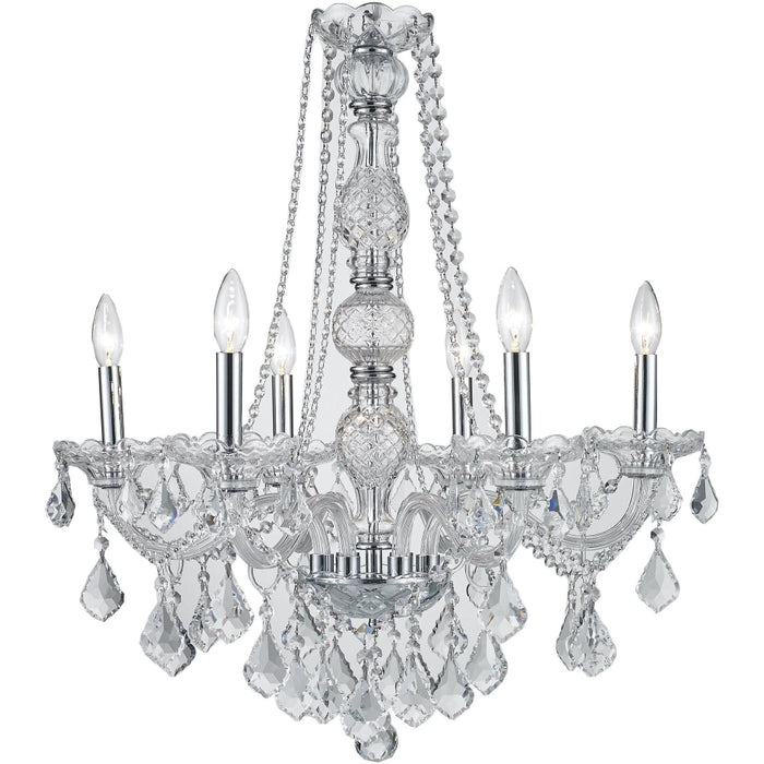 Provence Polished Chrome Clear Crystal 6 Light Chandelier - Chandeliers
