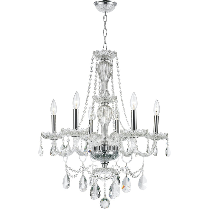 Provence Polished Chrome Clear Crystal 6 Light Chandelier - Chandeliers