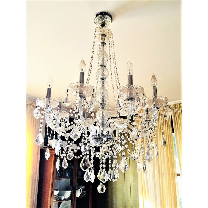 Provence Polished Chrome Clear Crystal 8 Light Chandelier - Chandeliers