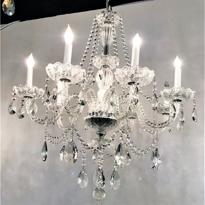 Provence Polished Chrome Clear Crystal 8 Light Chandelier - Chandeliers