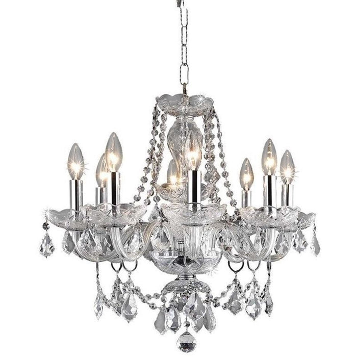 Provence Polished Chrome Clear Crystal 8 Light Chandelier - Chandeliers