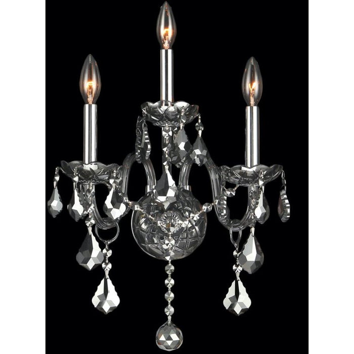 Provence Polished Chrome Chrome Crystal 3 Light Wall Sconce - Wall Sconces