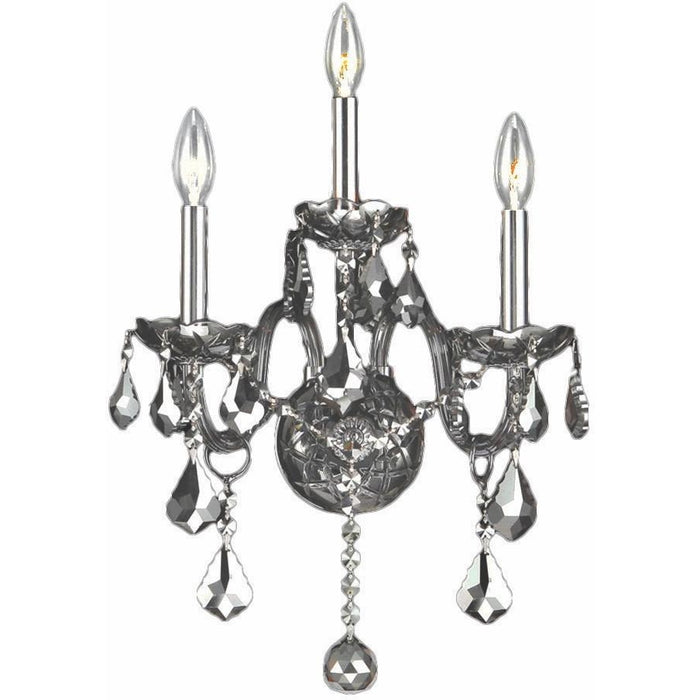 Provence Polished Chrome Chrome Crystal 3 Light Wall Sconce - Wall Sconces