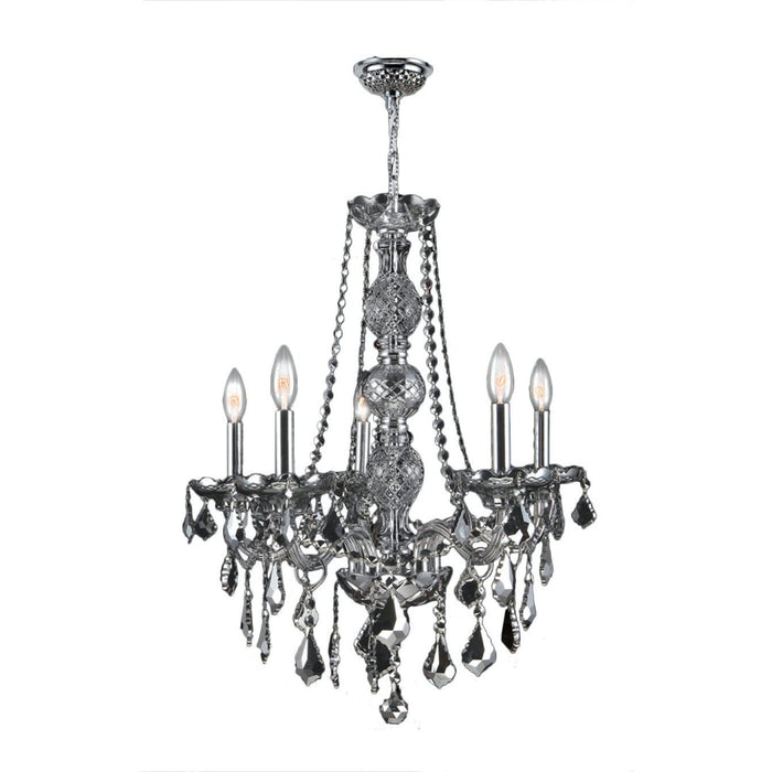Provence Polished Chrome Chrome Crystal 5 Light Chandelier - Chandeliers