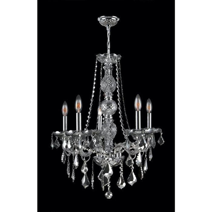 Provence Polished Chrome Chrome Crystal 5 Light Chandelier - Chandeliers