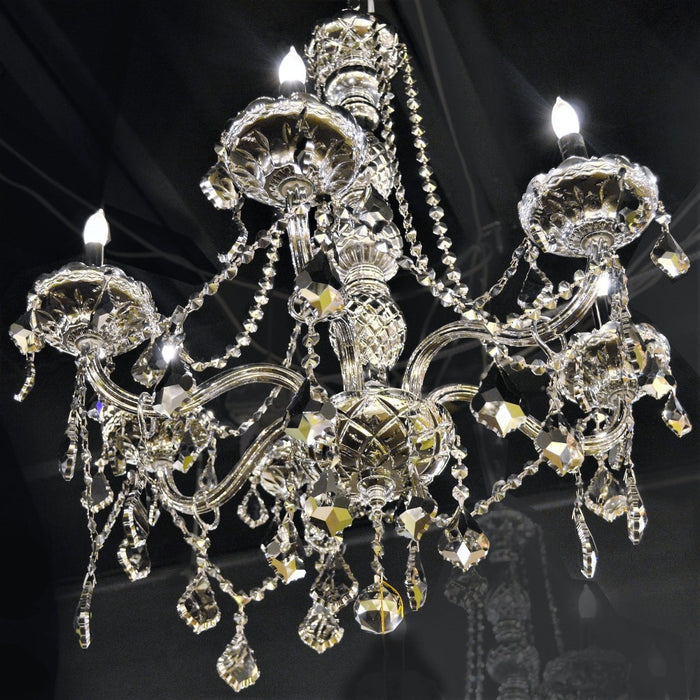 Provence Polished Chrome Chrome Crystal 6 Light Chandelier - Chandeliers