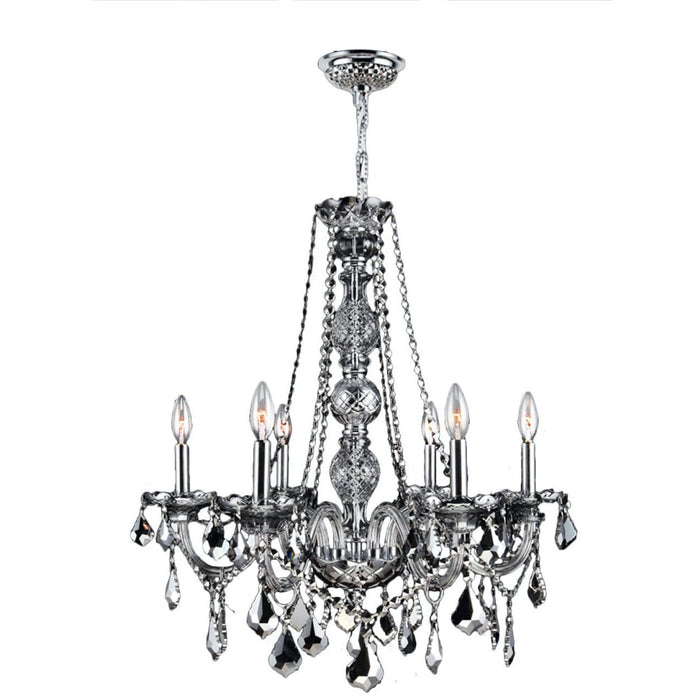 Provence Polished Chrome Chrome Crystal 6 Light Chandelier - Chandeliers