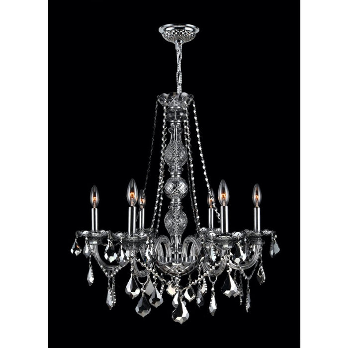 Provence Polished Chrome Chrome Crystal 6 Light Chandelier - Chandeliers