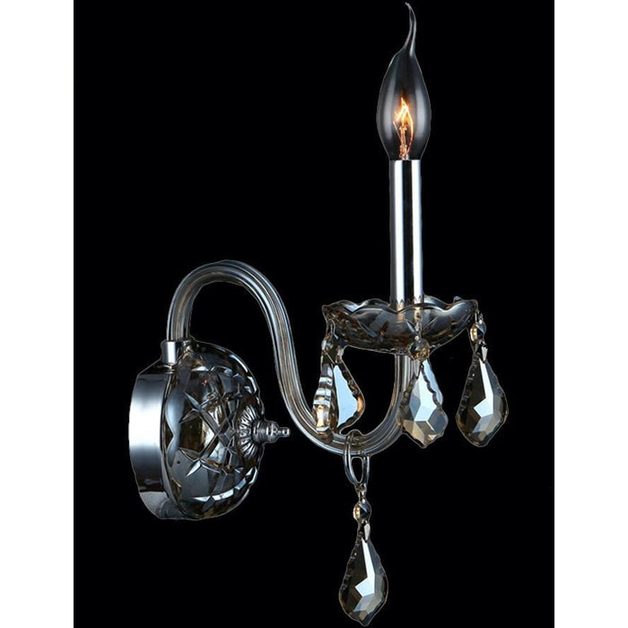 Provence Polished Chrome Golden Teak Crystal 1 Light Wall Sconce - Wall Sconces