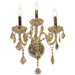 Provence Polished Chrome Golden Teak Crystal 3 Light Wall Sconce - Wall Sconces