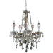 Provence Polished Chrome Golden Teak Crystal 5 Light Chandelier - Chandeliers