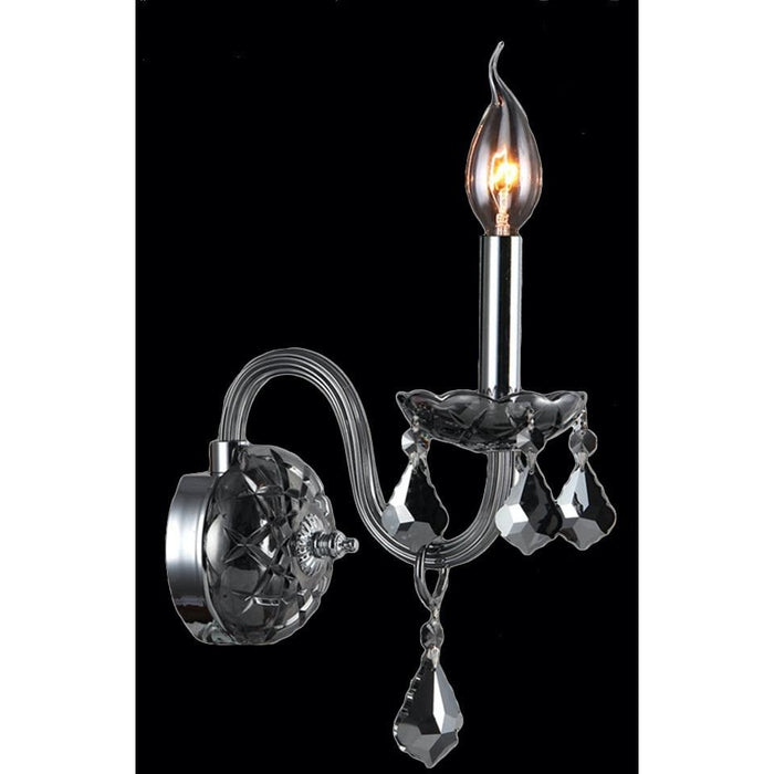Provence Polished Chrome Smoke Crystal 1 Light Wall Sconce - Wall Sconces