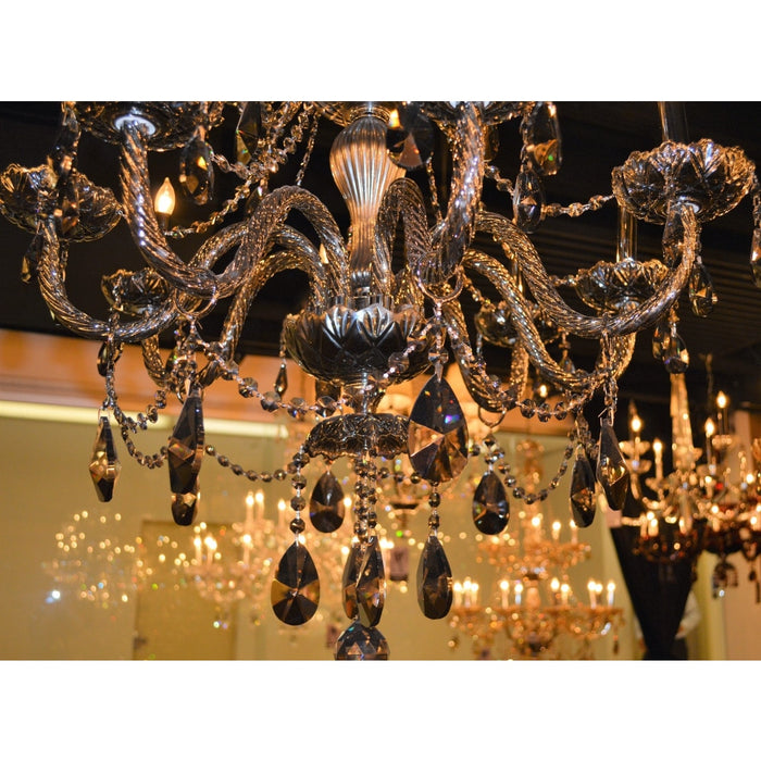Provence Polished Chrome Smoke Crystal 12 Light Chandelier - Chandeliers