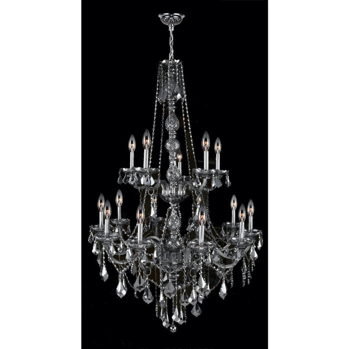 Provence Polished Chrome Smoke Crystal 15 Light Chandelier - Chandeliers