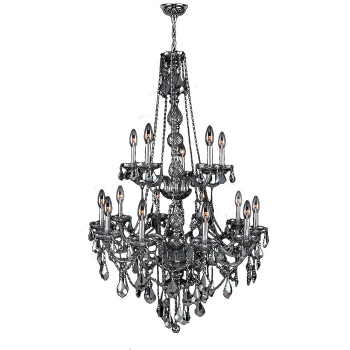 Provence Polished Chrome Smoke Crystal 15 Light Chandelier - Chandeliers