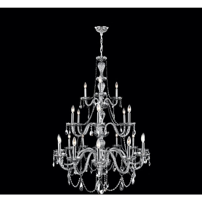 Provence Polished Chrome Smoke Crystal 21 Light Chandelier - Chandeliers
