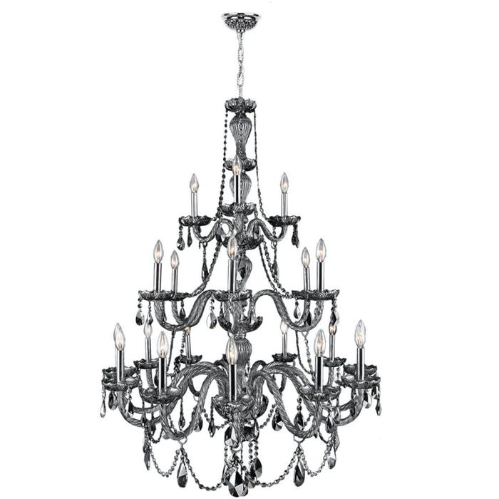 Provence Polished Chrome Smoke Crystal 21 Light Chandelier - Chandeliers